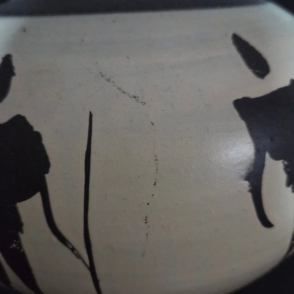Yiri Unique Ceramic Vase Decorative Art Pottery Tribal Figures Black‎ Cream